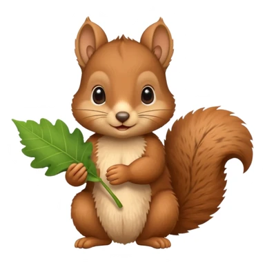 baby squirrel hold a leaf sticker