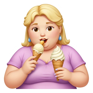 a fat lady eating ice cream sticker