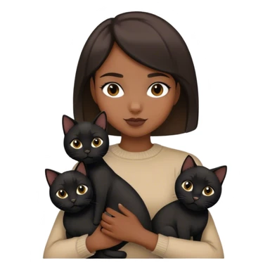 Tan girl with short hair holding two black cats sticker