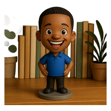 cheerful bobblehead style character sticker