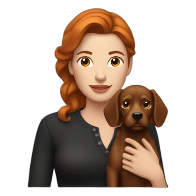 Femme rousse avec son chien noir et marron sticker