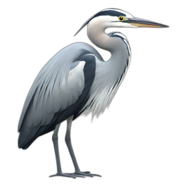 heron black and white sticker