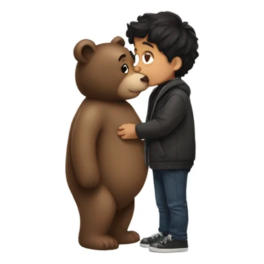 Dark hair boy kissing bear sticker