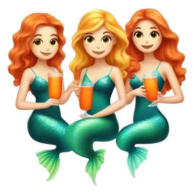 Three beautiful bright skin mermaids drinking aperol sticker