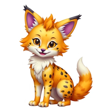Cute Kawaii Epic Colorful Sergal-Serval-Vernid full body sticker