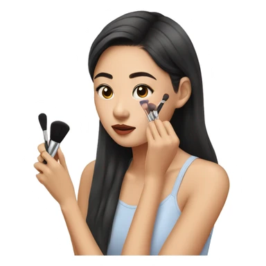 Asian girl putting on make up  sticker