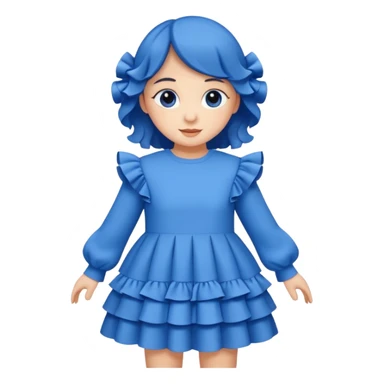 lon sleeve blue dress with ruffles sticker
