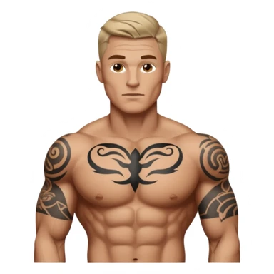 tattoo man, white skintone, more highlight the tattoo, body builder, heavy tatto0s on fully chest, more tattoos on the body, more visible tattoo, big tattoos, tattoos on face. sticker