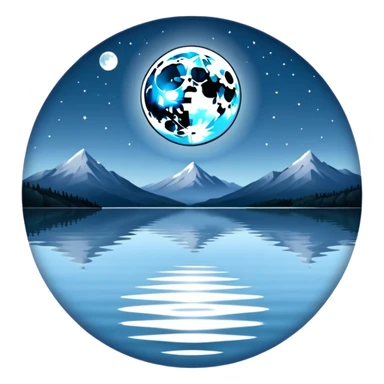 full moon over calm lake sticker