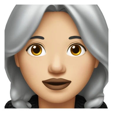gray-haired woman in black sweater with plump lips, middle age sticker