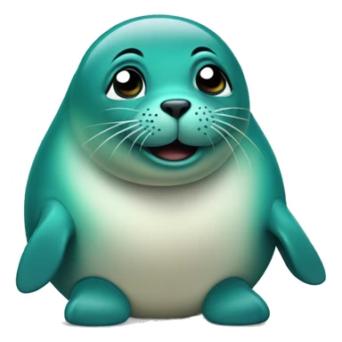 teal-coloured seal posing sticker