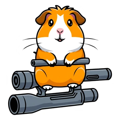 Gunnie pig on top of a gun sticker
