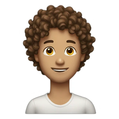 Zach with curly brown hair sticker