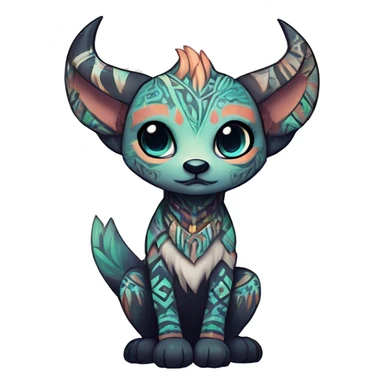 cute Kawaii edgy ethereal shy epic tribal fantasy animal fursona Fionbri creature by griffsnuff & LiLaiRa & Falvie with exotic colors with intricate patterns full body sticker