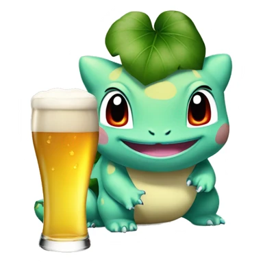 Bulbasaur driking beer sticker
