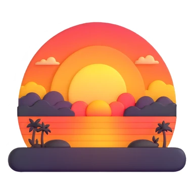 sunset setting sticker