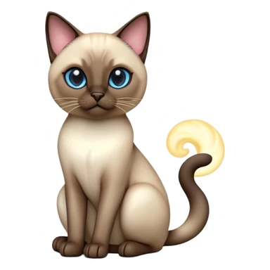 cinematic-[siamese cat]-realistic-full-body-sitting-emoji,-tail-curled-playfully-around-its-paws,-head-tilted-dramatically,-sleek-[siamese]-fur,-simplified-yet-realistic-focused-features,-highly-detailed,-glowing-with-an-almost-sarcastic-glow sticker