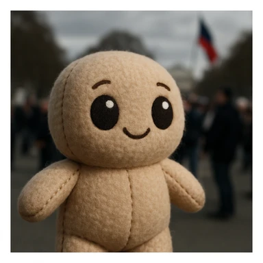 miniature huggable plush toy with big eyes and soft pillowy body sticker