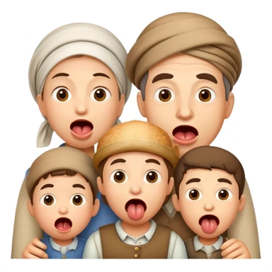 hungry peasants family photorealistic with open mounthes sticker