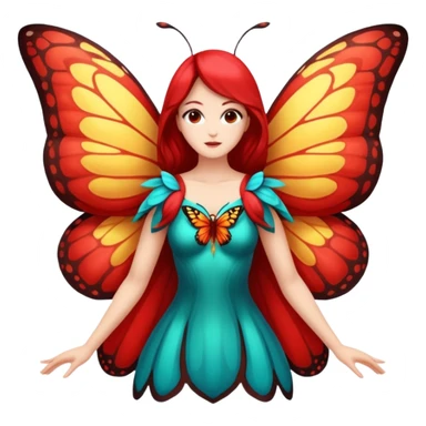 nature spirit woman dressed as butterfly herald red, wing sleeves spread sticker
