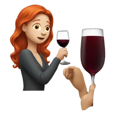 Redhead drinking wine sticker