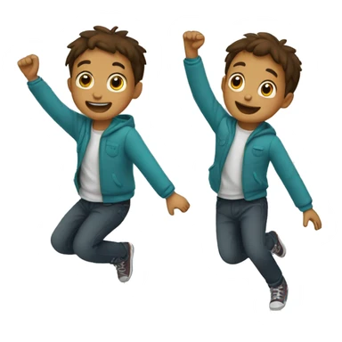 child is jumping with his arms up and legs down  sticker