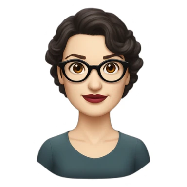 rachel weisz with round black glasses and a pimple in the middle of the forehead sticker