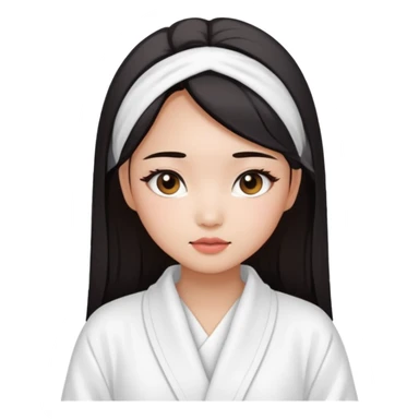 girl aesthetic emoji, asian beautiful make up white Bathrobe sticker