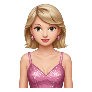 Taylor Swift smile in a sparkling pink dress sticker