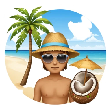 island with a coconut tree and beach sticker