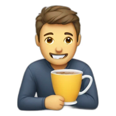 man drinking cat sitting in a cup sticker