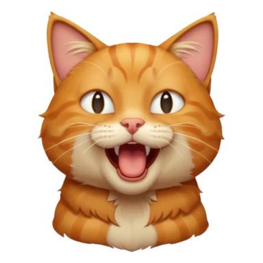 A high-resolution photo-realistic digital illustration of a solid ginger tabby cat, head titled up yawning sticker