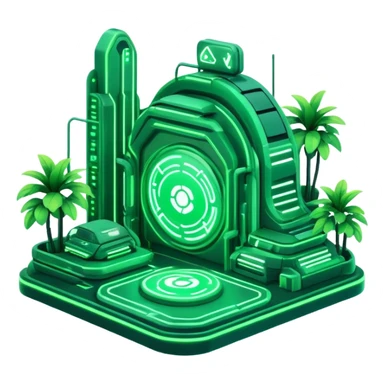 Futuristic Green Cyber Gaming Aesthetic Scenery Deco sticker
