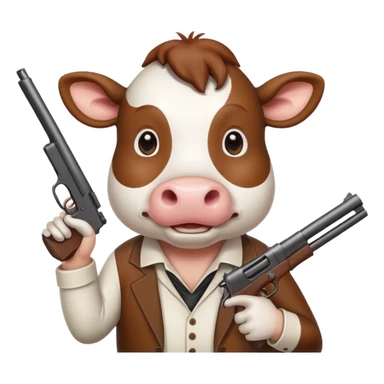 cute cow holding a gun sticker