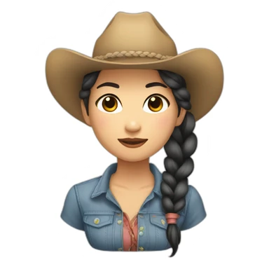 cowgirl asian braided hair sticker