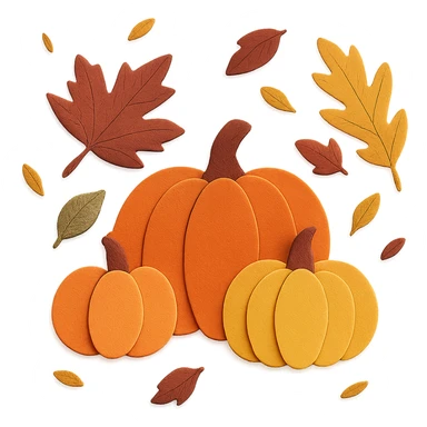 Add falling leaves to the paper craft style fall scene in the square, keeping the layered look sticker