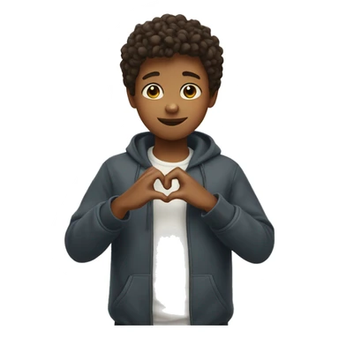 a boy making a heart with his fingers sticker