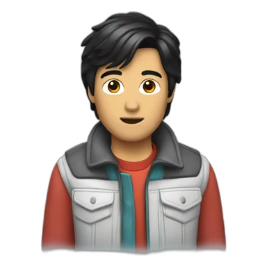 Marty McFly with black hair sticker