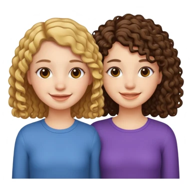 Best friends short straight hair girl and long curly hair girl sticker