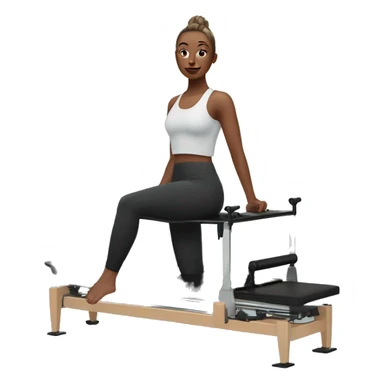 Girl on a Pilates reformer machine, wearing leggings and a top






 sticker