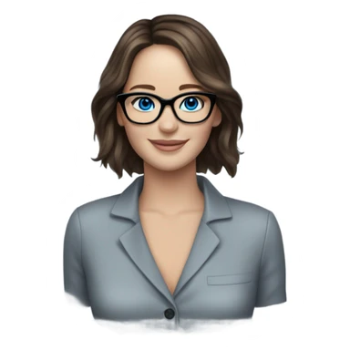 Brunette Jennifer Lawrence wearing black glasses and blue eyes happy  sticker