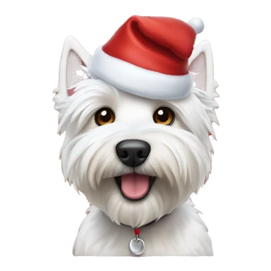 White westie dog wearing Santa hat  sticker