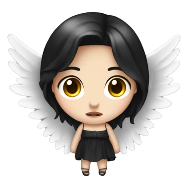 Crying tearing eyes pale skin black hair on the floor magical woman with angel wings  sticker