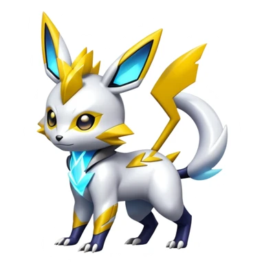 Shiny Futuristic Colorful Pichu-Raichu-Renamon-Zeraora-hybrid-creature sticker