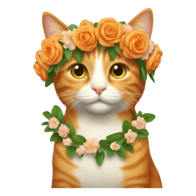 Orange cat with flower crown  sticker