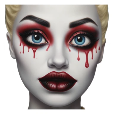 All seeing eye in Harley Quinn style, oil paint, mysterious eyes, intricate lips, masterpiece portrait, odd perspective, beautiful, desirable, logical sticker