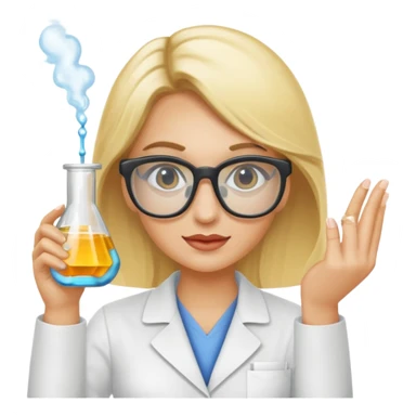 Eine hellblonde Chemikerin mit typischem Erlmeyerkolben in der Hand und Laborbrille auf sticker