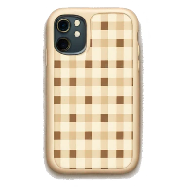 iPhone with beige checkered case sticker