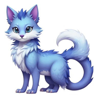 Kawaii dark edgy fantasy pastel ethereal feline-vernid-sergal-fursona animal creature with a tufted tail full body sticker