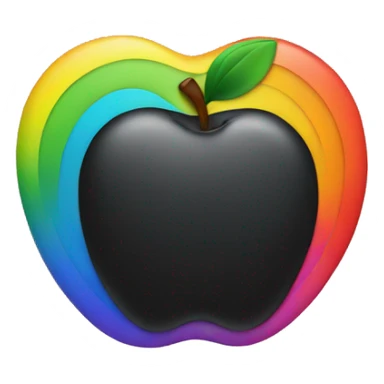 black apple logo with rainbow color outline sticker